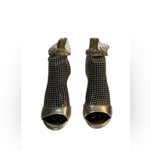 Nine West Women’s Gold Mesh Heeled Booties